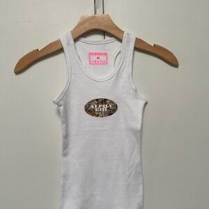 NWOT White Alpha Chi Sorority Camo Design Tank Top Size M